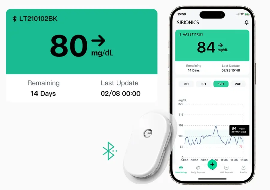 Sibionics GS1 - Alerte care te țin informat zi și noapte Alerte personalizate pentru glicemie pe telefon cu senzorul Sibionics GS1 - notificări scăderi sau creșteri ale glicemiei