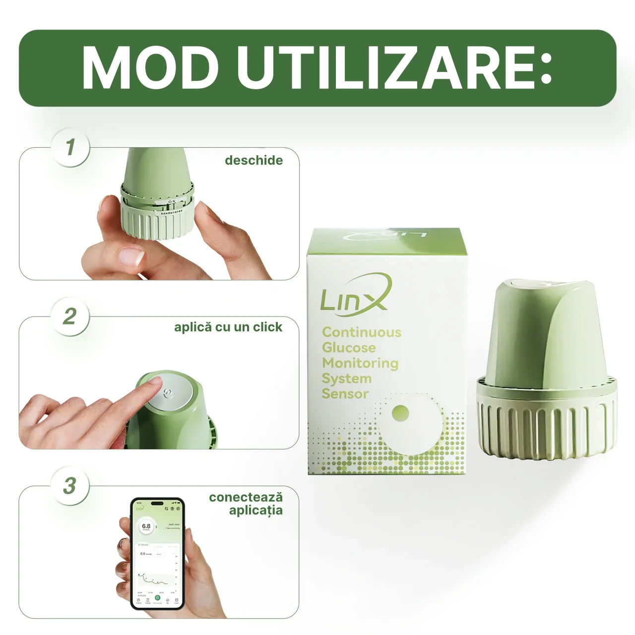Senzor Glicemie LinX CGM - vedere 3 din 7